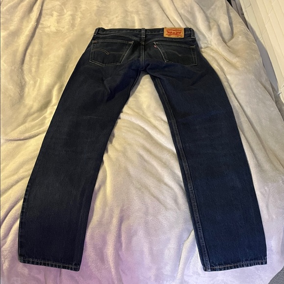 Men's Dark Blue/ Indigo Straight Jeans - Picture 2 of 4